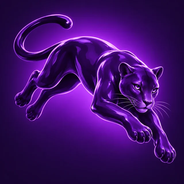 A purple panther, leaping